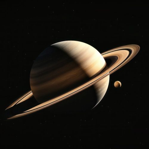 Planet Saturn on black space background